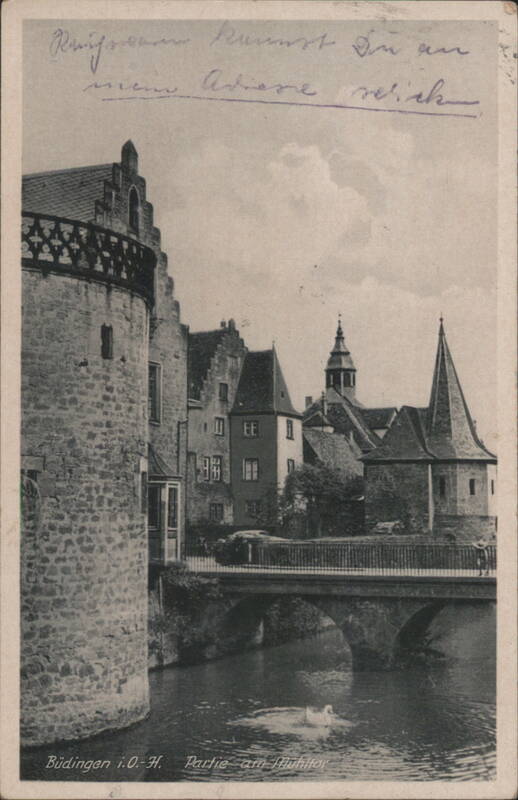 Büdingen, Partie am Mühlthor, Stone Bridge, Castle Germany