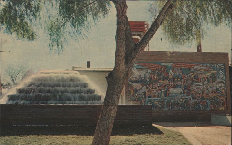 Mural & Fountain, Modern Water Plant, Nuevo Laredo, Mexico