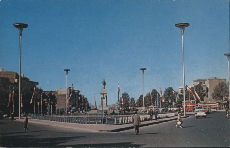 Shahreza Square with Statue and Flags, Tehran Iran