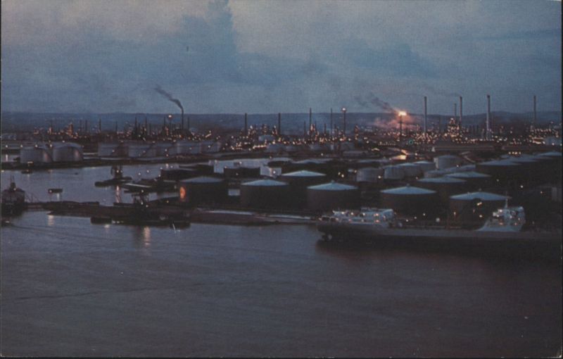 Shell Oil Refinery by Night Curacao Netherlands West Indies