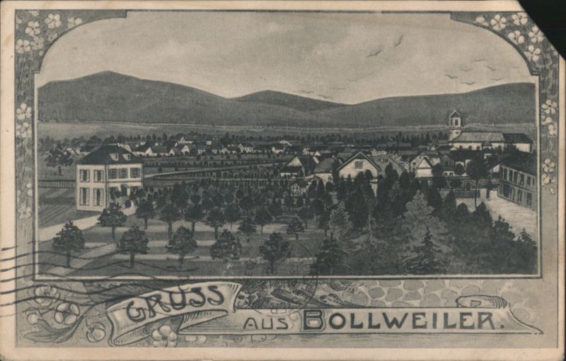 Gruss aus Bollweiler Town View, Church, Mountains France