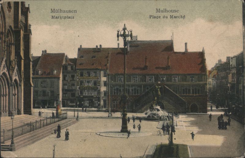 Mülhausen Marktplatz, Place du Marché, Central Fountain Mulhouse France