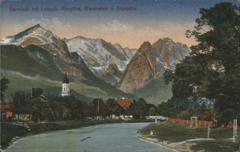 Garmisch with Loisach, Alpspitze, Waxenstein and Zugspitze Garmisch-Partenkirchen Germany