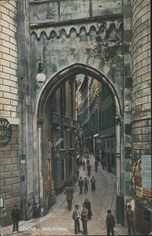Genova. Porta del Vacca, Archway to Street Italy