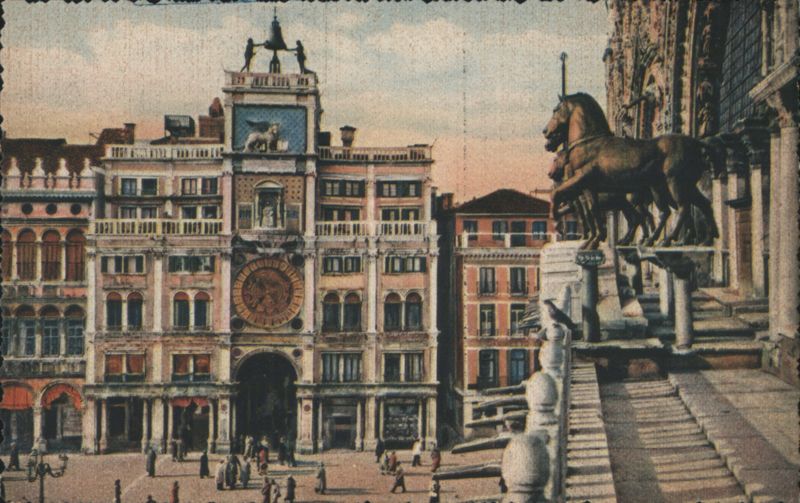 Venice St. Mark's Clocktower & Bronze Horses Italy