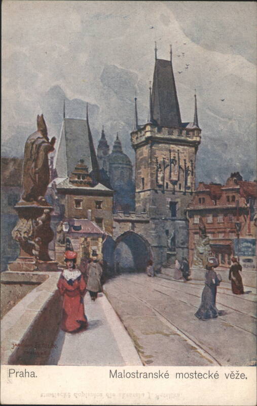 Praha Malostranské mostecké věže Prague Czechoslovakia