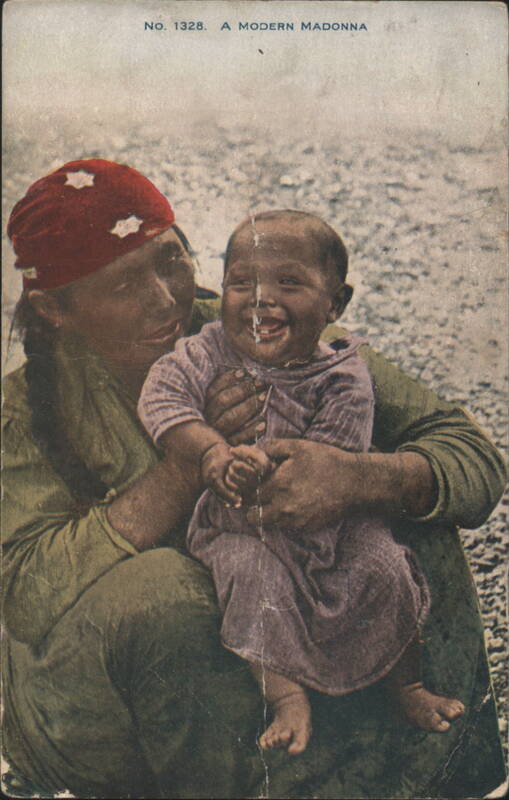 A MODERN MADONNA Indigenous Woman & Laughing Baby Native Americana