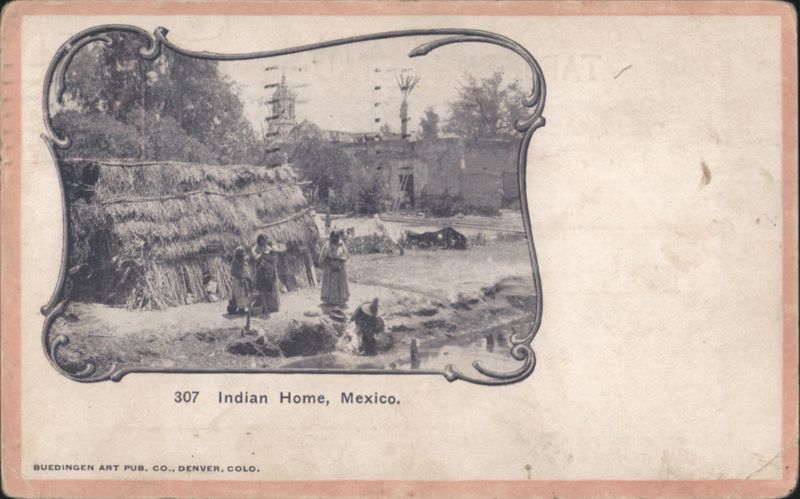 Indian Home with Thatched Hut, Mexico