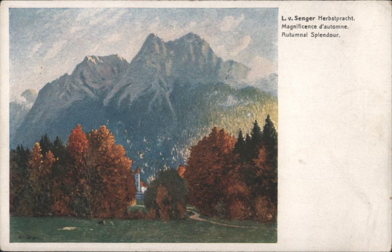 Autumnal Splendour Mountain Landscape by L. v. Senger