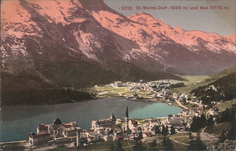 St. Moritz-Dorf & Bad, Lake and Mountains Switzerland