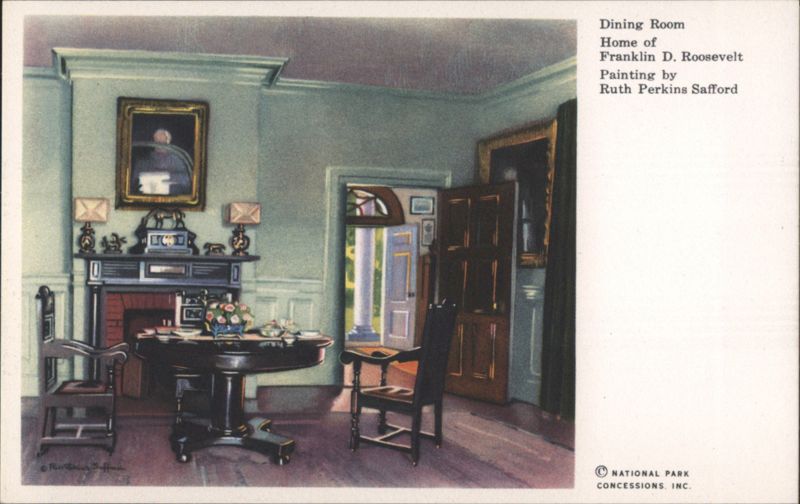 Dining Room, FDR Home, Painting by Ruth Perkins Safford