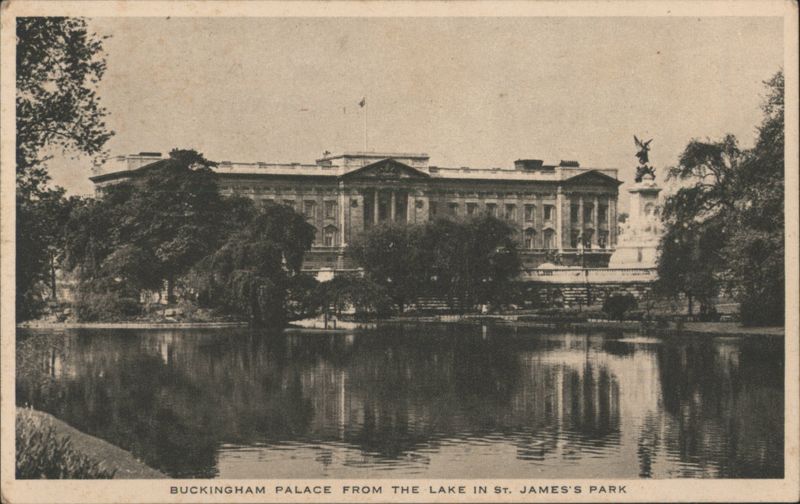 Buckingham Palace from Lake in St. James's Park London United Kingdom