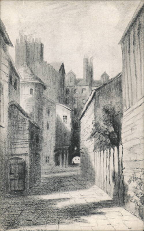 Plainstanes Close, Edinburgh Street Scene with Castle Scotland
