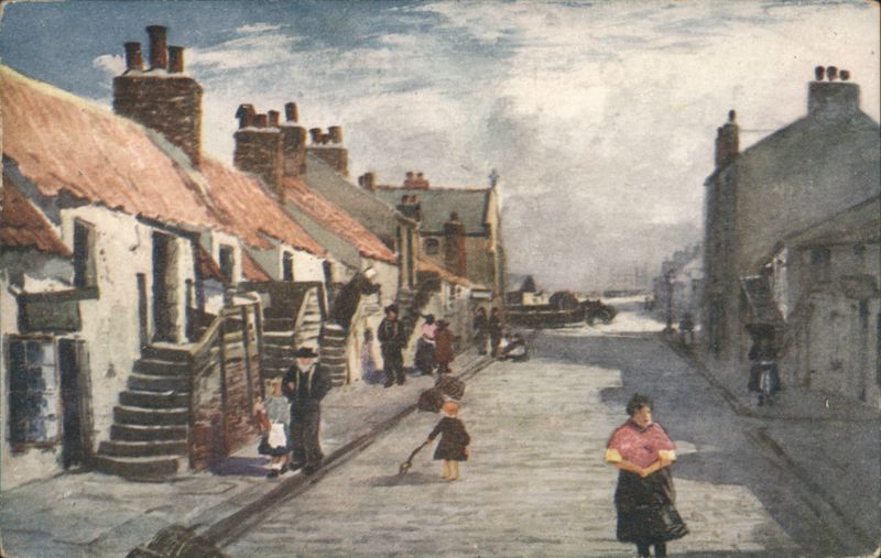 Newhaven Fishing Village Street Scene Scotland