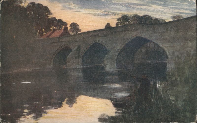 Cramond Brig, Stone Bridge over Water at Twilight Scotland