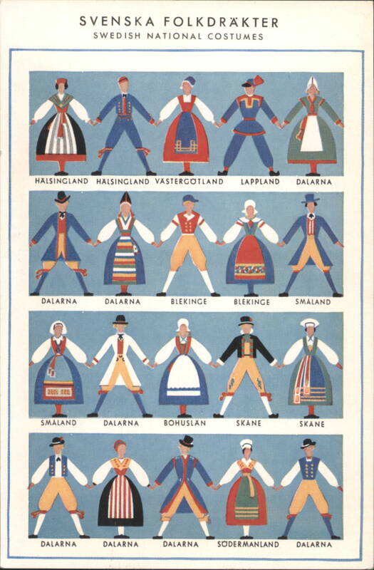 Swedish National Costumes - Folkdräkter from various regions Sweden