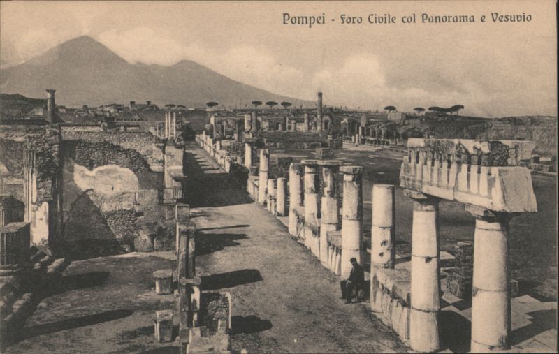 Pompei - foro Civile col Panorama e Vesuvio Italy