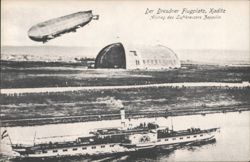 Dresdner Flugplatz, Kaditz - Zeppelin Descent (Reproduction) Postcard