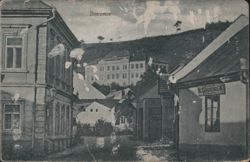 Jimramov Street View, Buildings & Hills Postcard