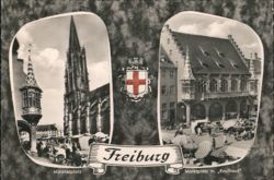 Freiburg Münsterplatz, Marktplatz Kaufhaus Postcard