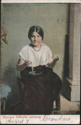 Mexican Señorita Spinning, Grandma August 4 Postcard