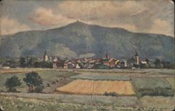 Frenštát pod Radhoštěm Mountain Town Painting Postcard
