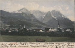 Garmisch Town & Snow-Capped Mountains, Bavaria Postcard