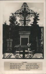 Kleneč, Grave of Writer J. Š. Baar, Ornate Cross Postcard
