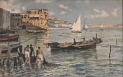 Napoli - Palazzo Donn'Anna, Posillipo Fishing Scene Postcard