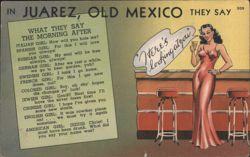 Juarez, Mexico: What They Say The Morning After Bar Scene Postcard