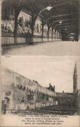 Ypres, La Salle Pauwels (Halles) before & after bombardment Postcard