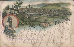 Gruss aus Freiburg i.B. Lorettoberg, Schwarzwälderin Postcard