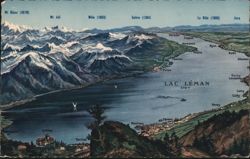 Lac Léman Panorama, Mont Blanc, Swiss Alps Postcard