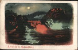 Rheinfall bei Beleuchtung, Night View, Moon Postcard