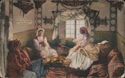 Turkish Sitting Room, Algeria - Women in Harem Postcard