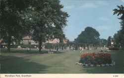 Wyndham Park, Grantham - People Relaxing, Flower Beds Postcard