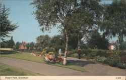 Dysart Park, Grantham - Flower Beds & Walking Path Postcard