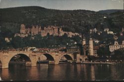 Heidelberg Castle & Old Bridge across the Neckar River Postcard