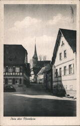 Stein über Pforzheim Street Scene with Church Steeple Postcard