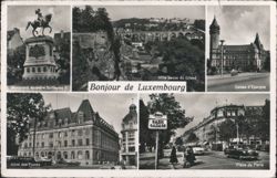 Luxembourg City Views: Guillaume II, Grund, Post Office, Paris Sq Postcard