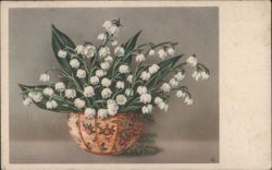 Lily of the Valley Flowers in Decorative Basket Postcard
