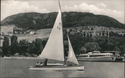 Sailboat C 18 & Passenger Boat, Badacsony Postcard