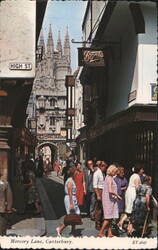 Mercery Lane, Canterbury, England with Cathedral Postcard