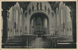 Kath. Pfarrkirche, Brebach b. Saarbrücken Interior Postcard