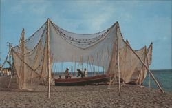 The Sunny Caribbean Drying Native Fishing Nets Postcard