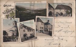 Westhalten Ober-Elsass: Panorama, Church, Inn, School, Bakery Postcard