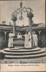 Monks at the Well in the Great Cloister, Certosa, Florence Postcard