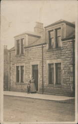 Woman & Child at Stone House, Probably UK Postcard