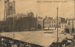 Cambridge Market Place, Busy Scene with Stalls Postcard