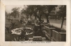 Pool, Lawns and Balustrade, Royal Pavilion, Brighton Postcard